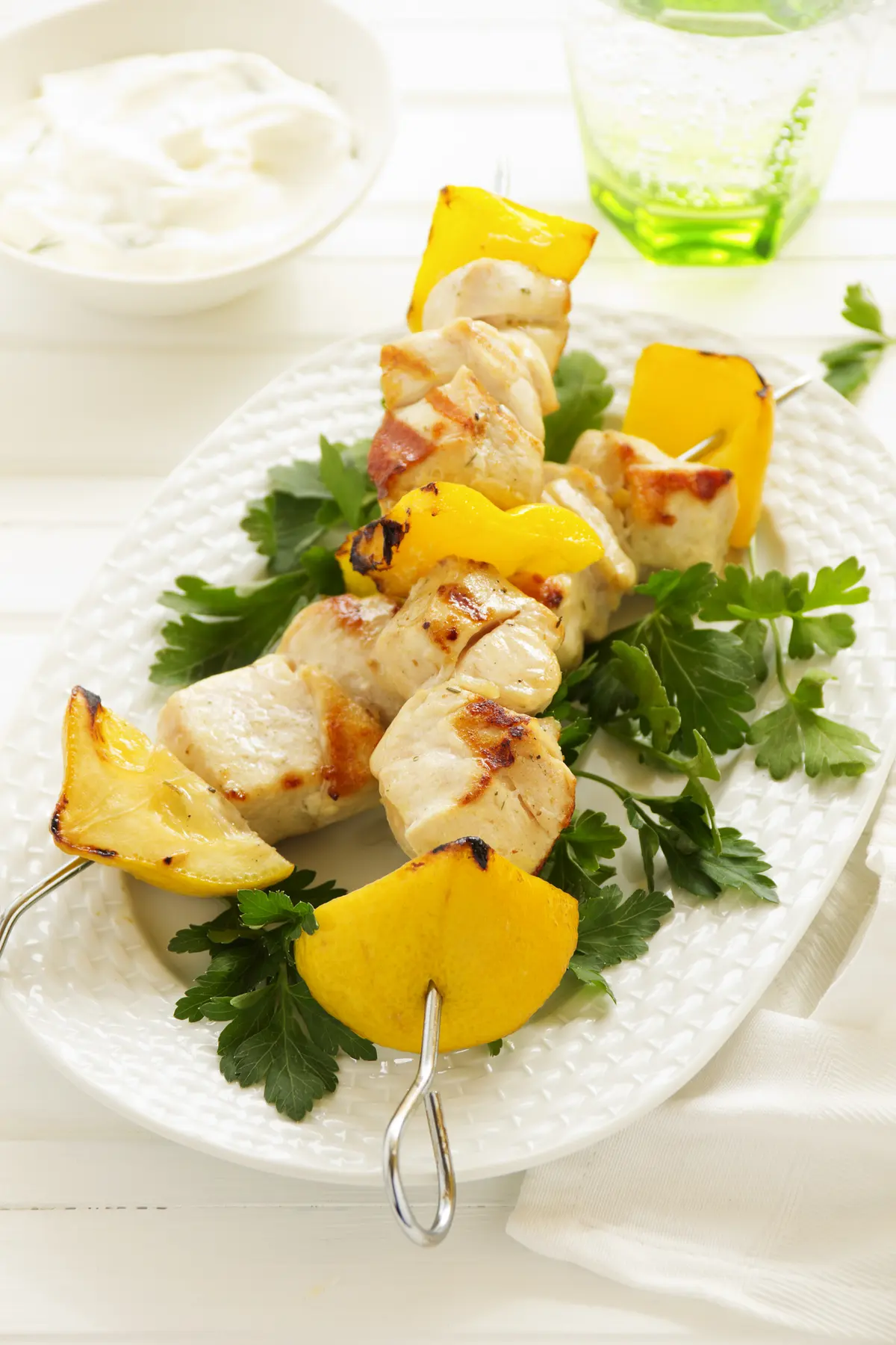 Grilled Lemon Chicken Kebab Skewers Bright Summer Dinner