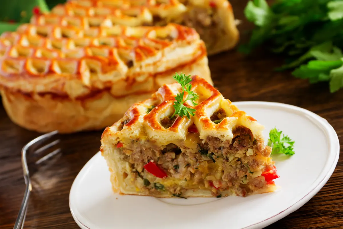Homemade Meat and Vegetable Pie with Flaky Crust
