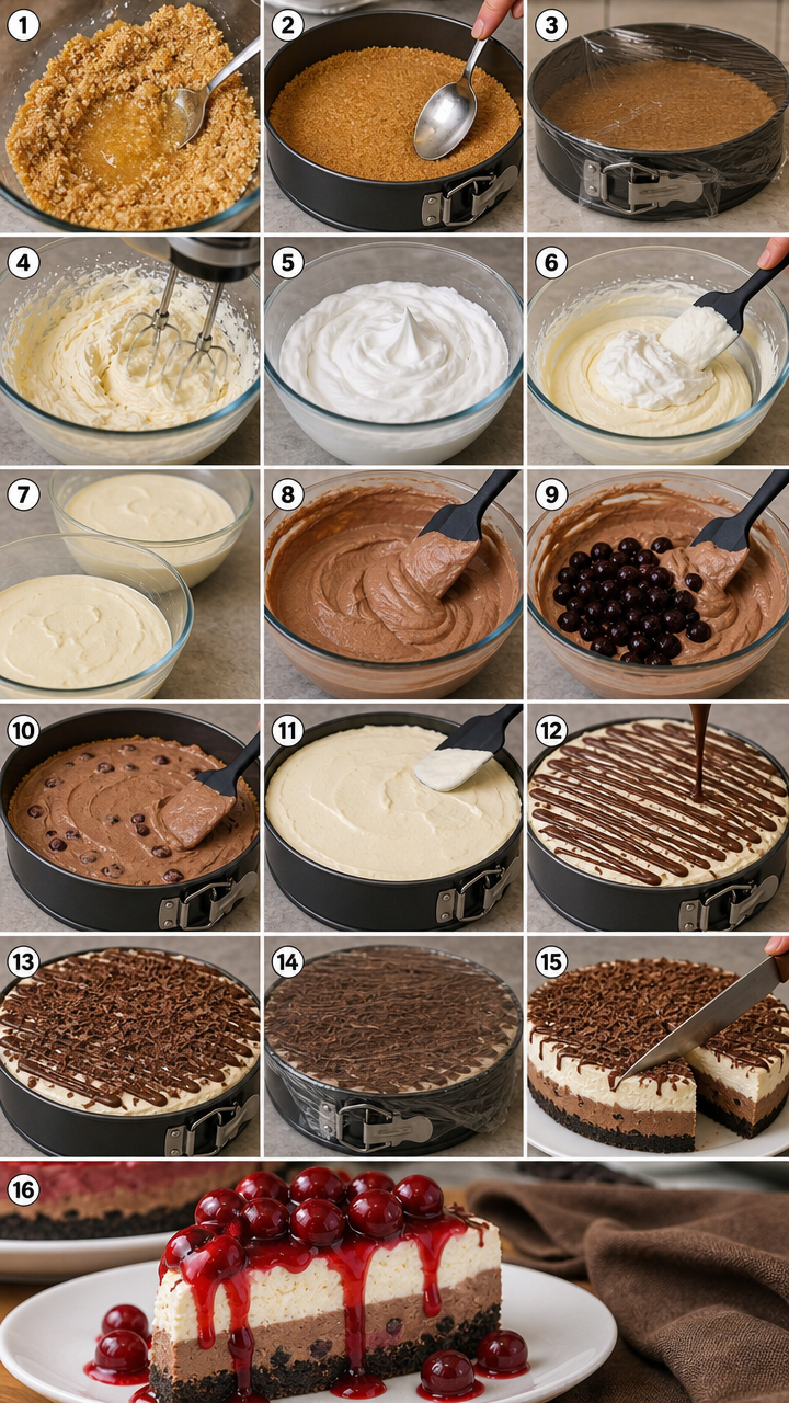 No Bake Black Forest Cheesecake Easy Recipe