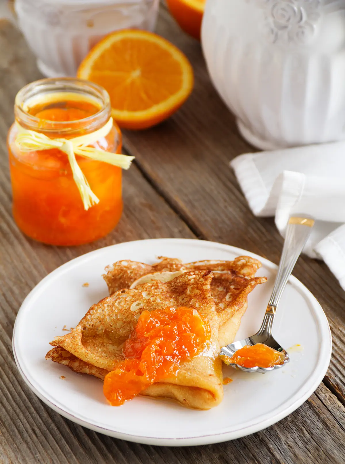 Fluffy Pancakes Swirled with Orange Marmalade