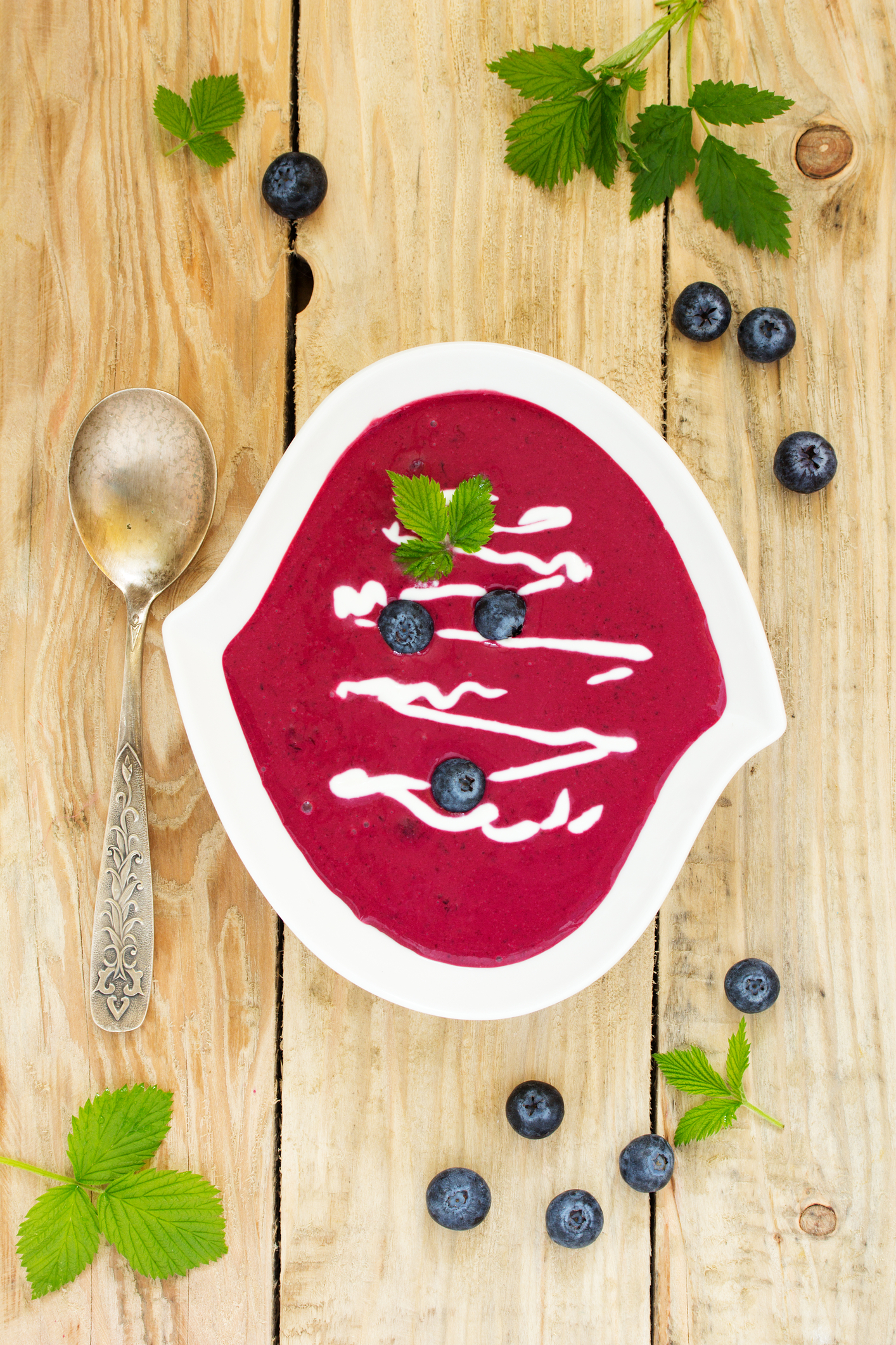 Chilled Blueberry Soup with Creamy Summer Bliss