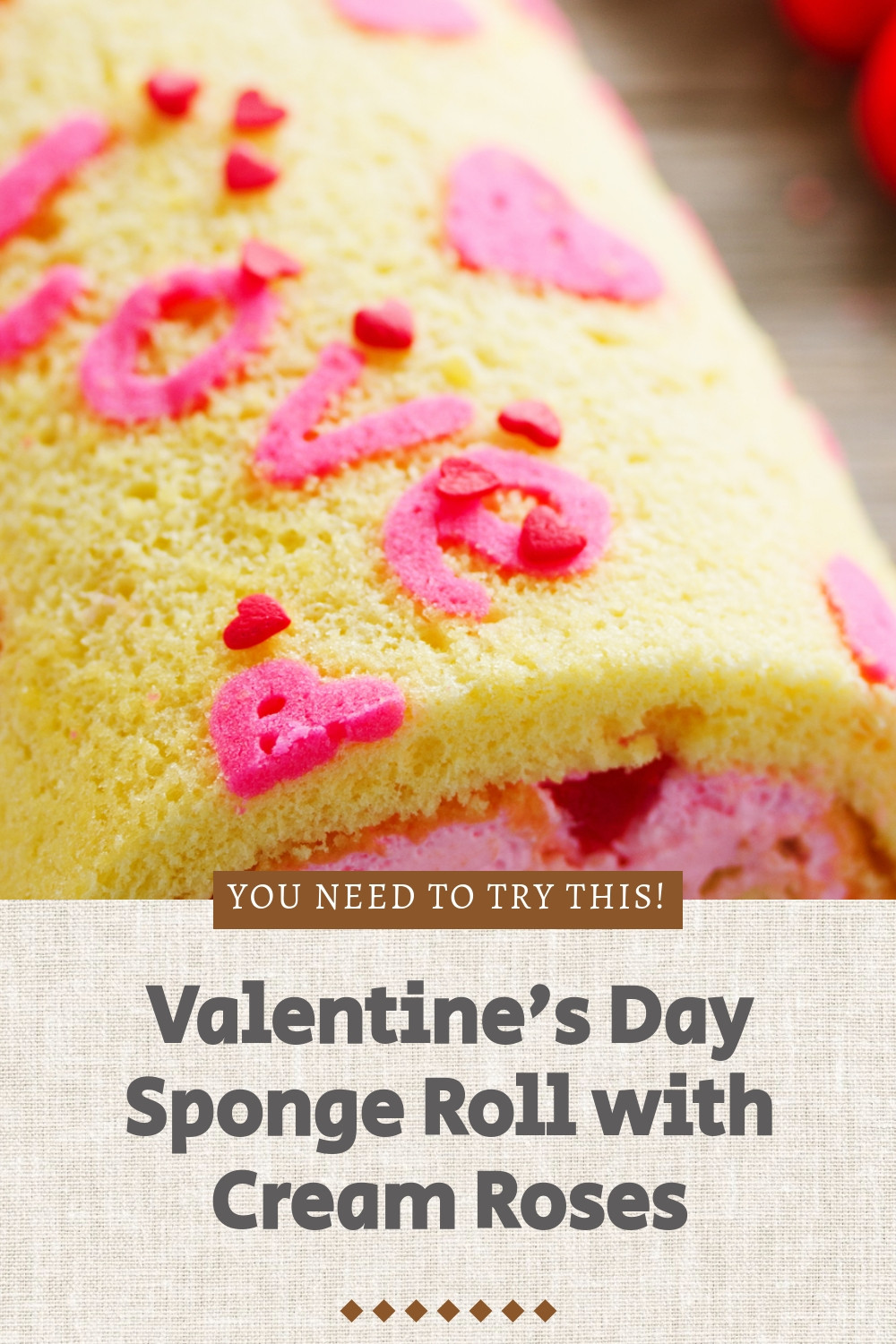 Whipped Valentines Sponge Roll Cream Roses ingredients