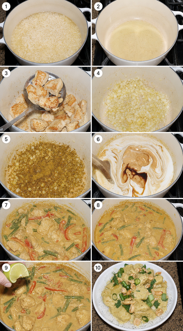 Creamy Peanut Chicken Curry Rice Bowl