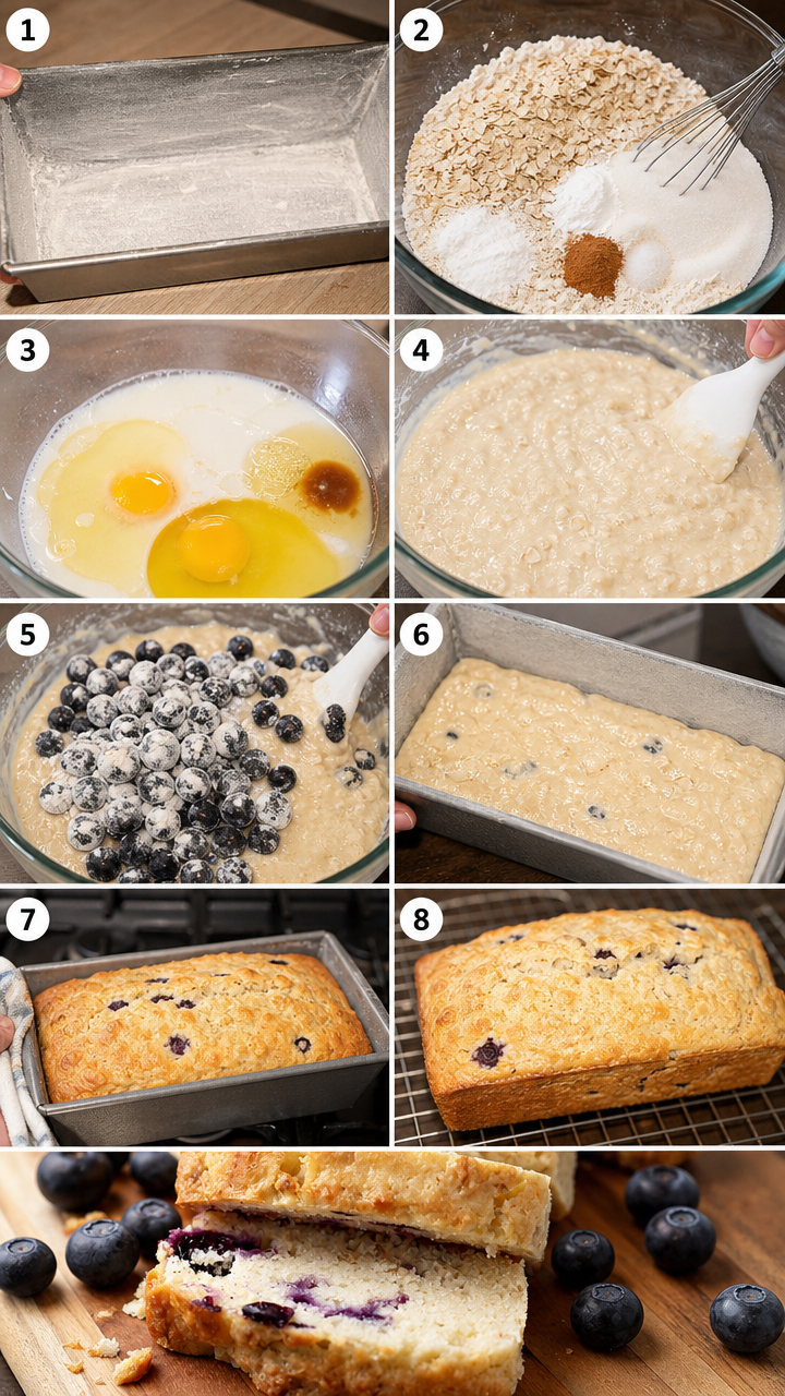 Simple Blueberry Oat Loaf Bakes in One Bowl ingredients