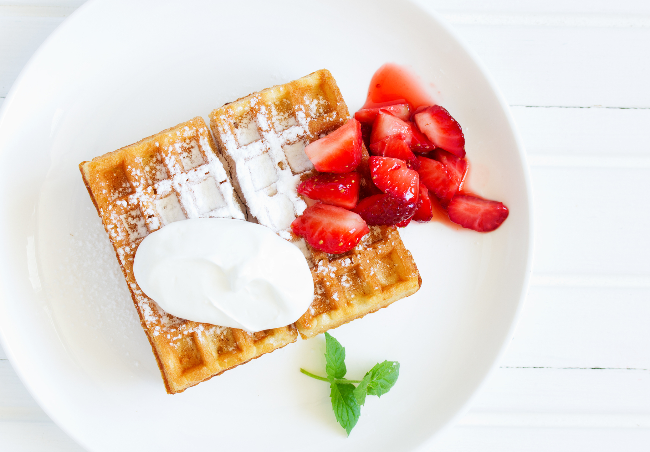 Belgian Waffles A Strawberry Whipped Cream Dream