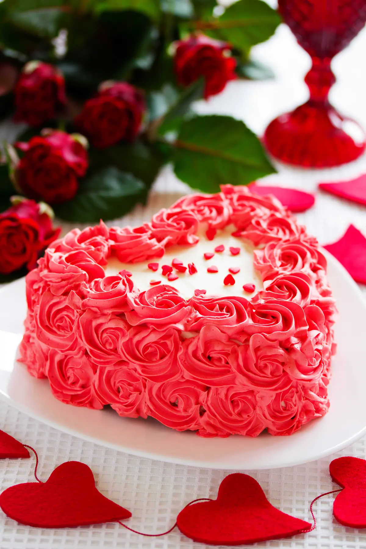 Valentine Birthday Cake Decorated With Chocolate Roses