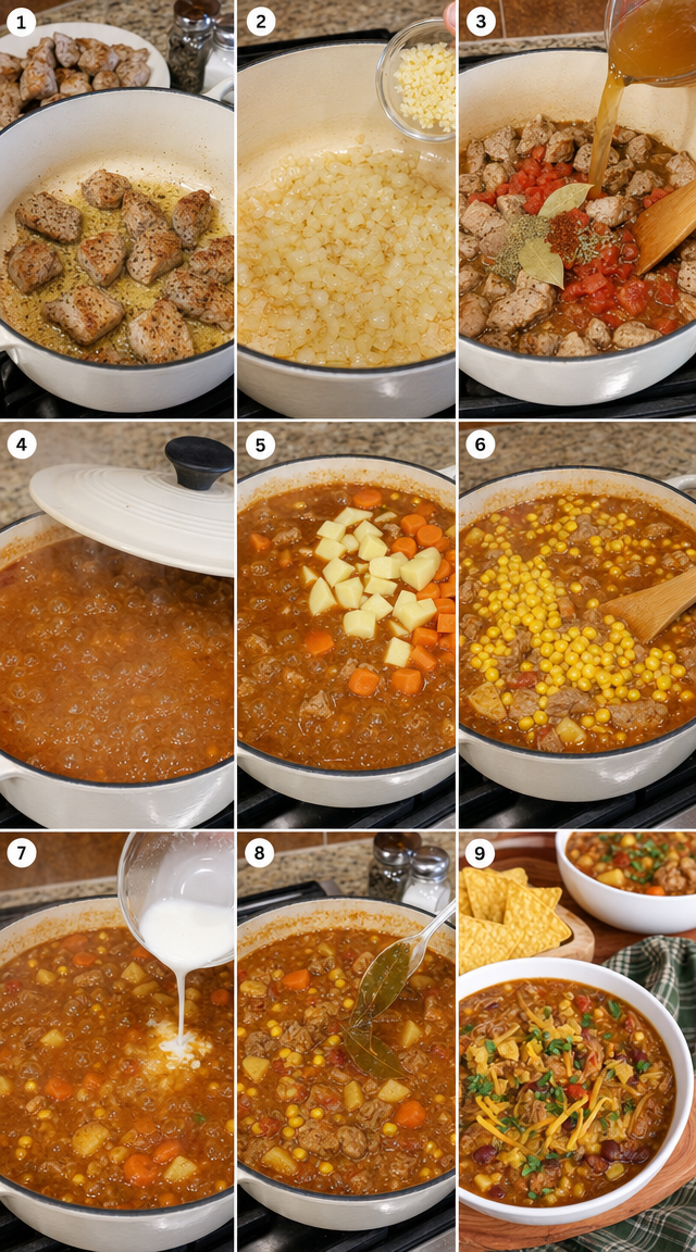 Hearty Pork Stew with Crunchy Tortilla Chips ingredients