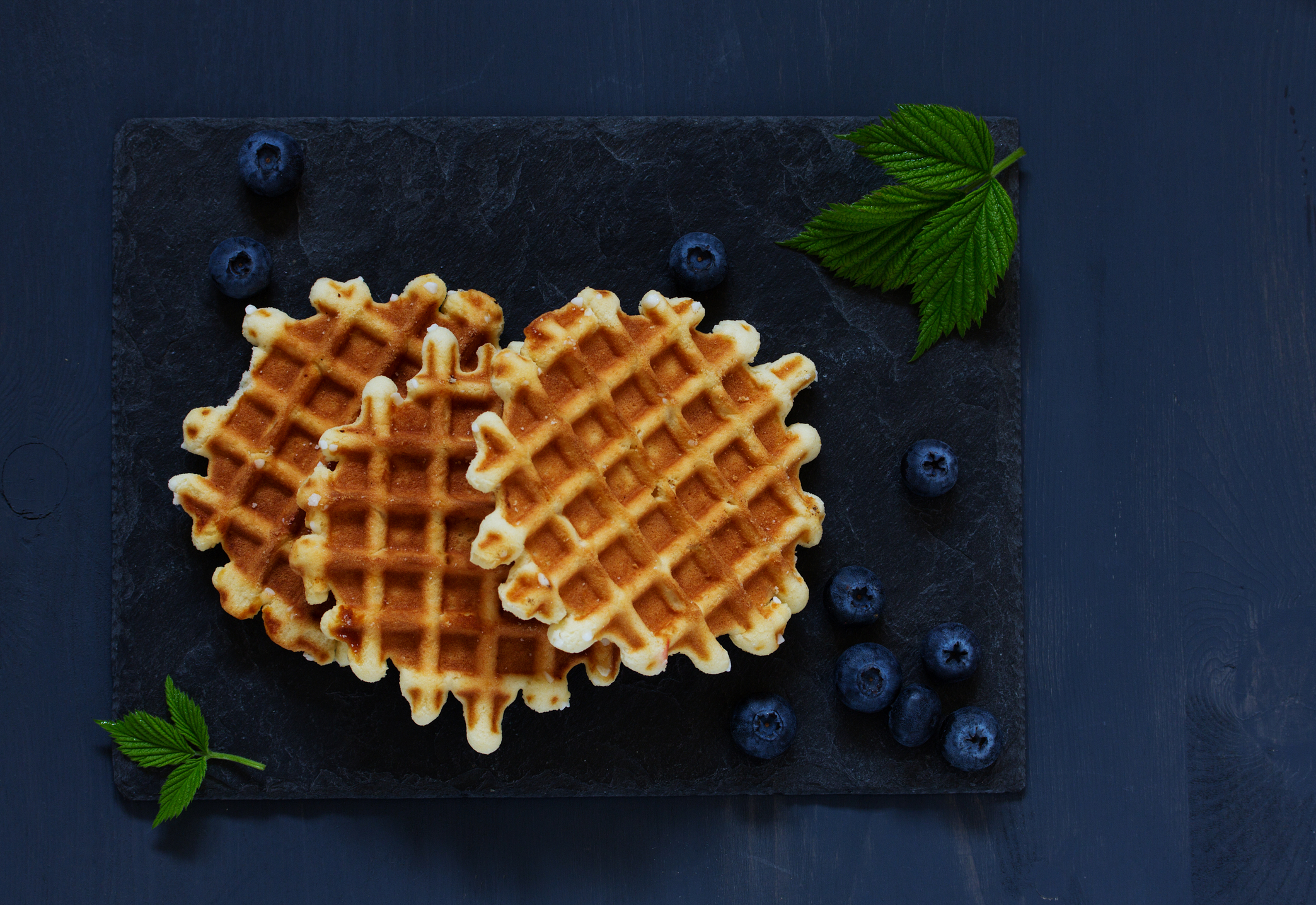 Crispy Viennese Waffles Bursting With Blueberries
