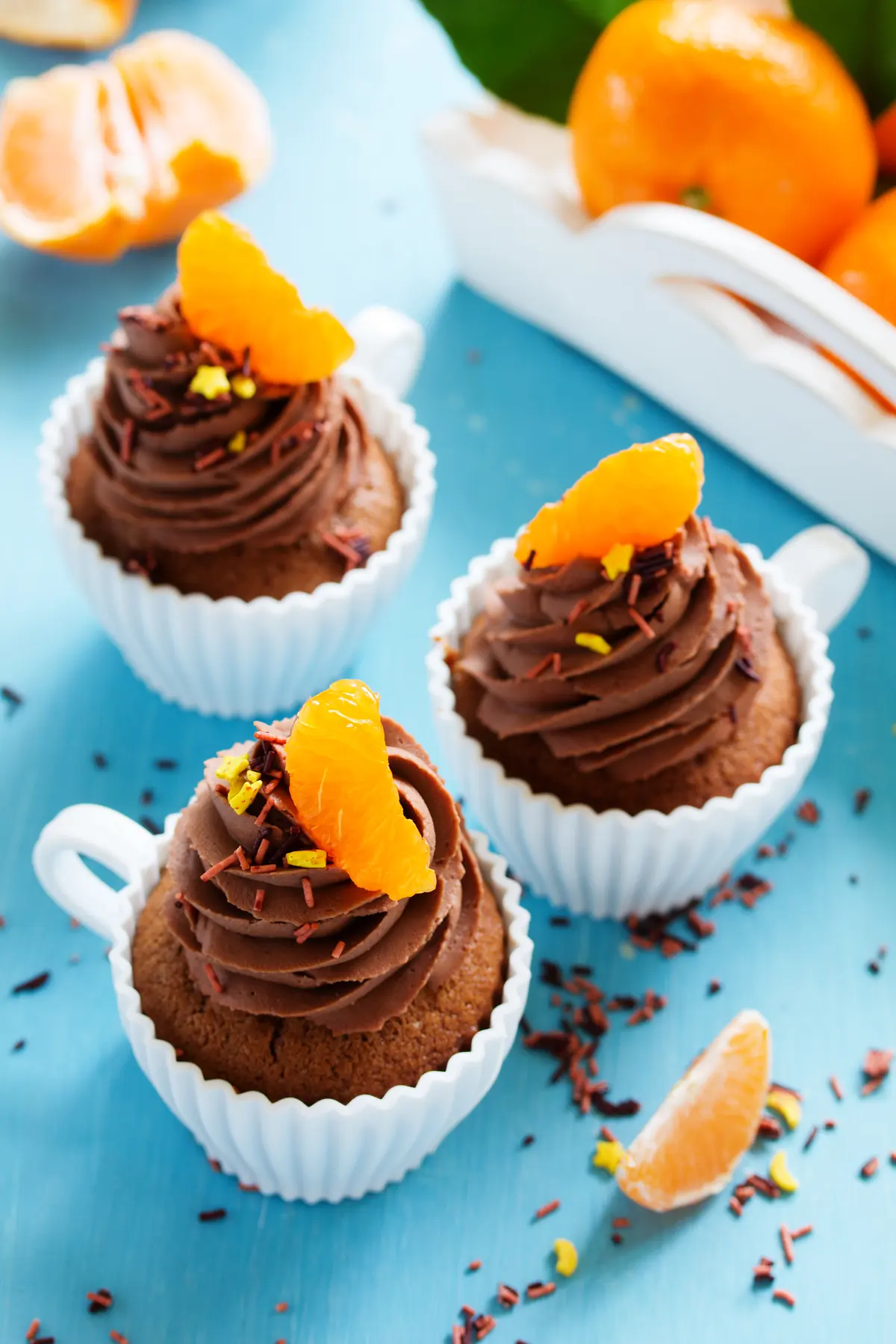 Moist Chocolate Cupcakes With Orange Buttercream Frosting