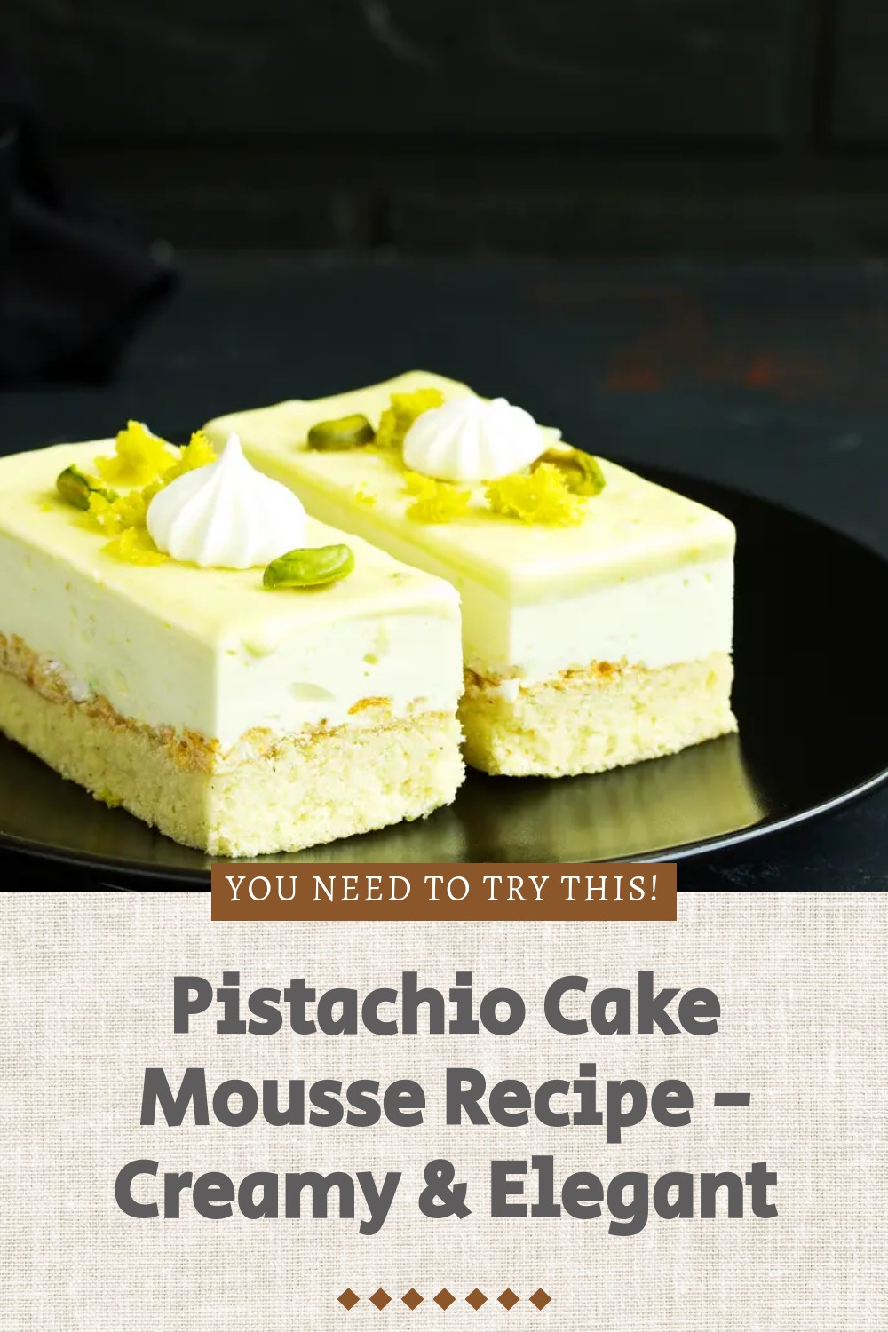Velvety Pistachio Mousse Cake Silky Elegance ingredients