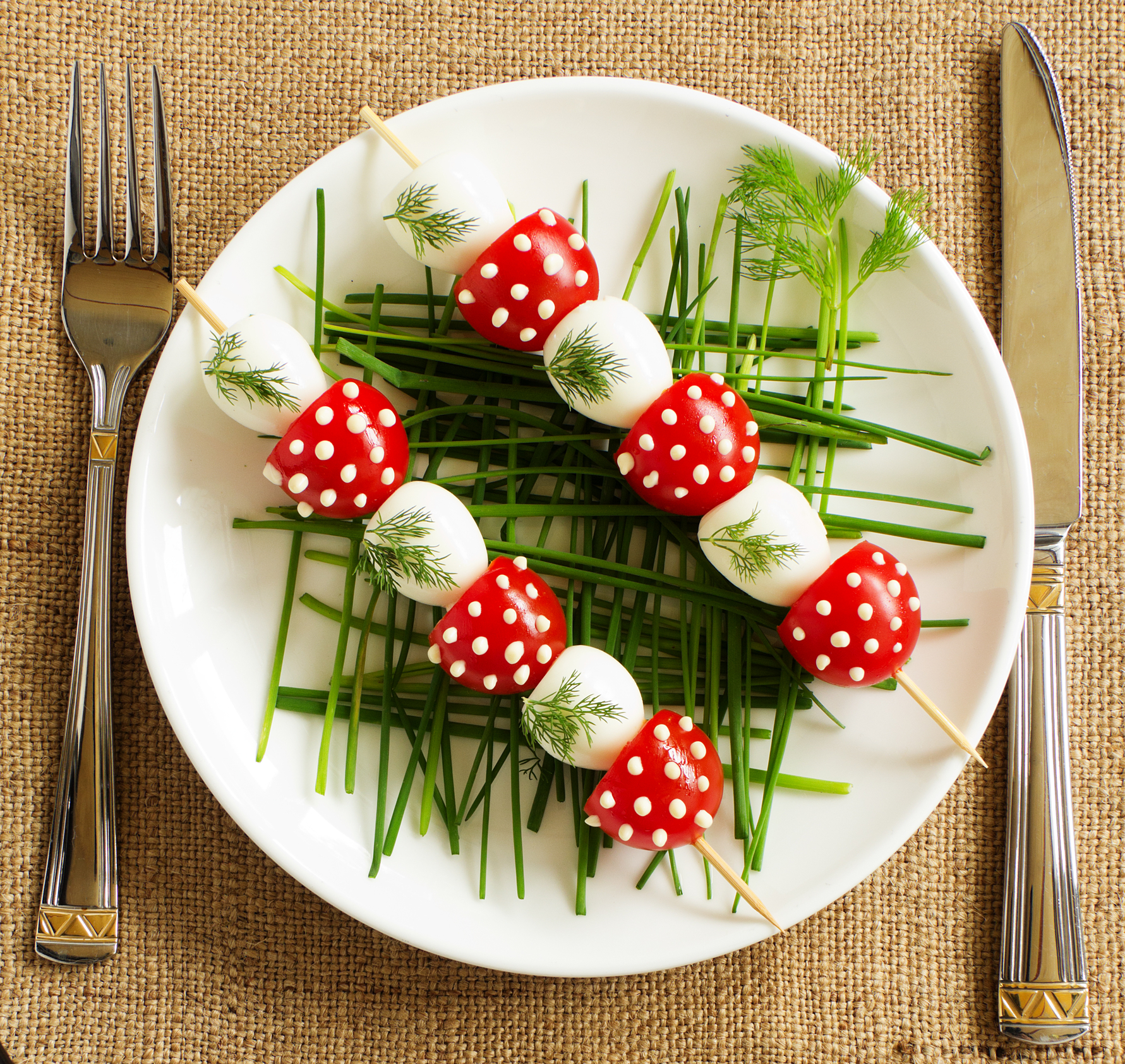 Grilled Quail Egg and Tomato Skewers With Capers