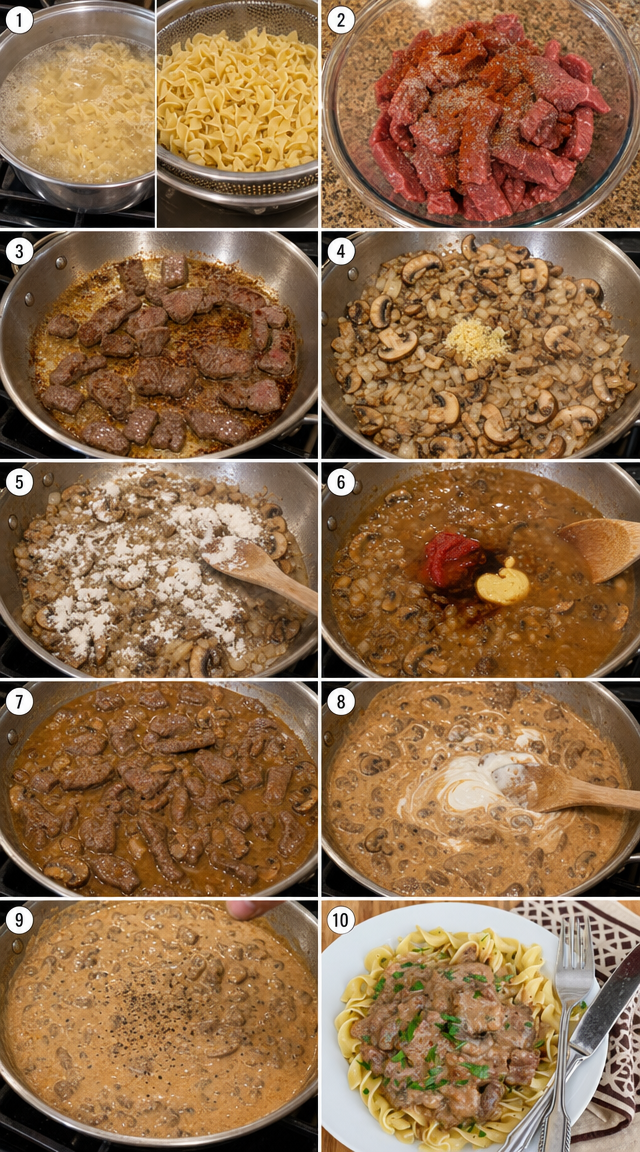 Classic Beef Stroganoff A Timeless Noodle Comfort ingredients
