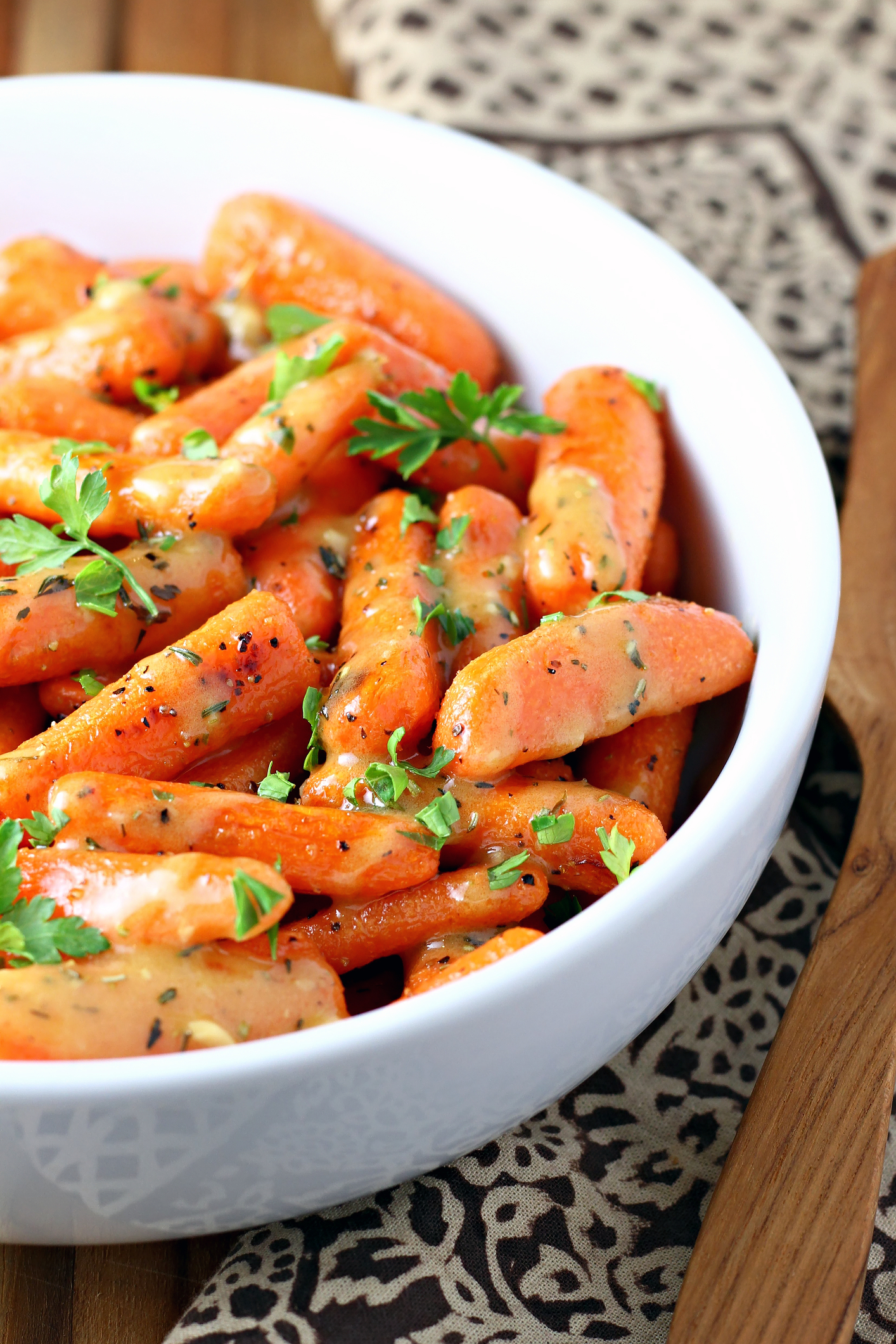 Warm Carrots Dressed in Dijon Herb Sauce