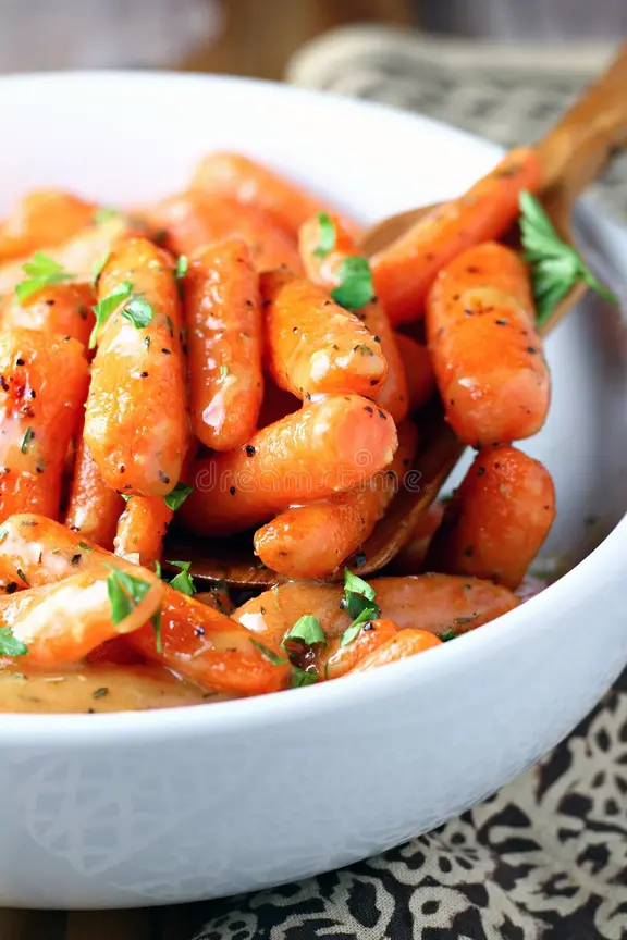 Warm Carrots Dressed in Dijon Herb Sauce