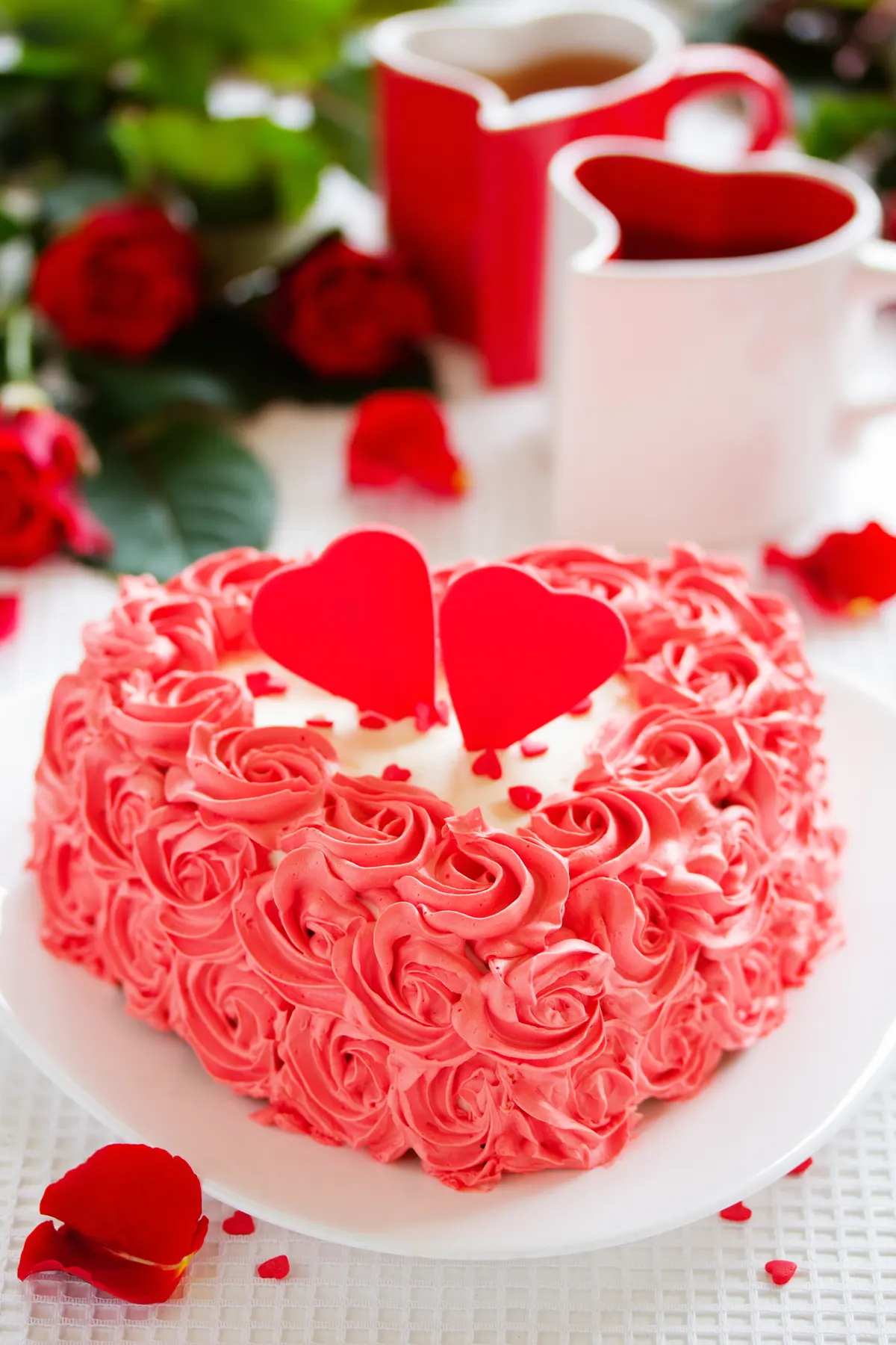 Valentine Birthday Cake with Edible Roses