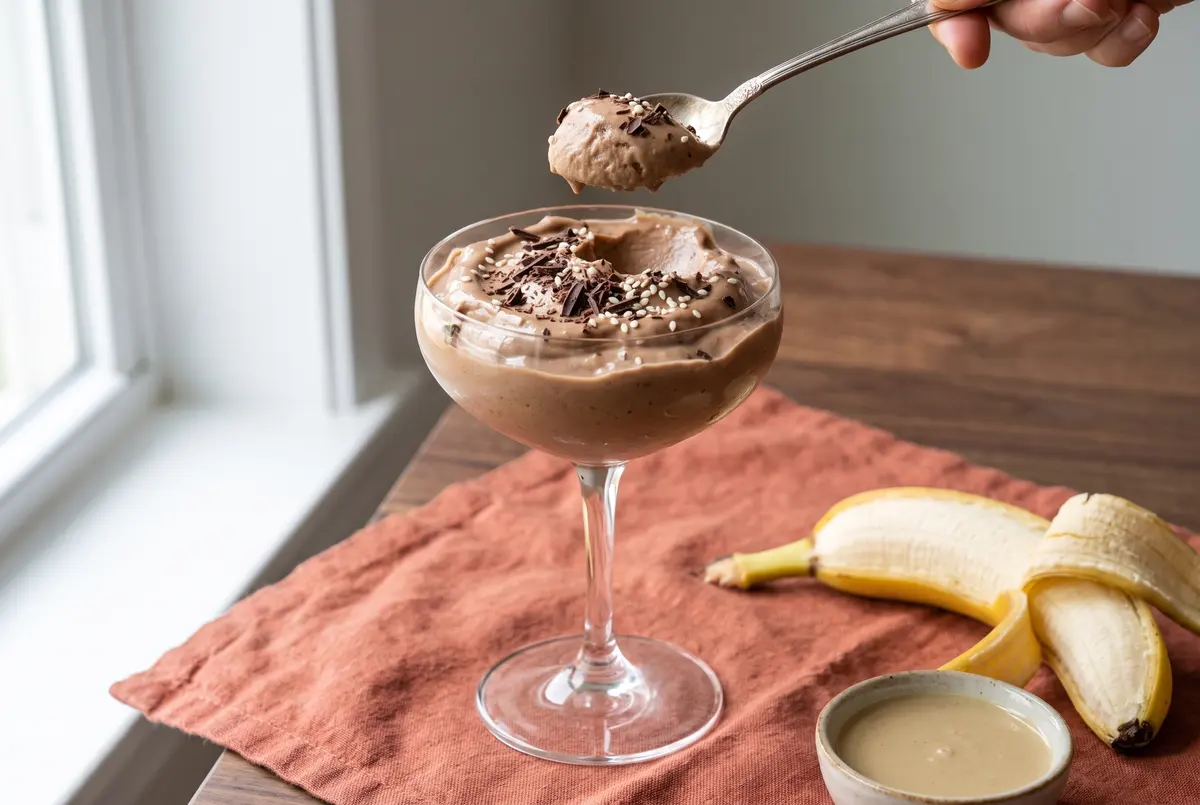 Creamy Chocolate Banana Tahini Nice Cream (5-Minute, Vegan)