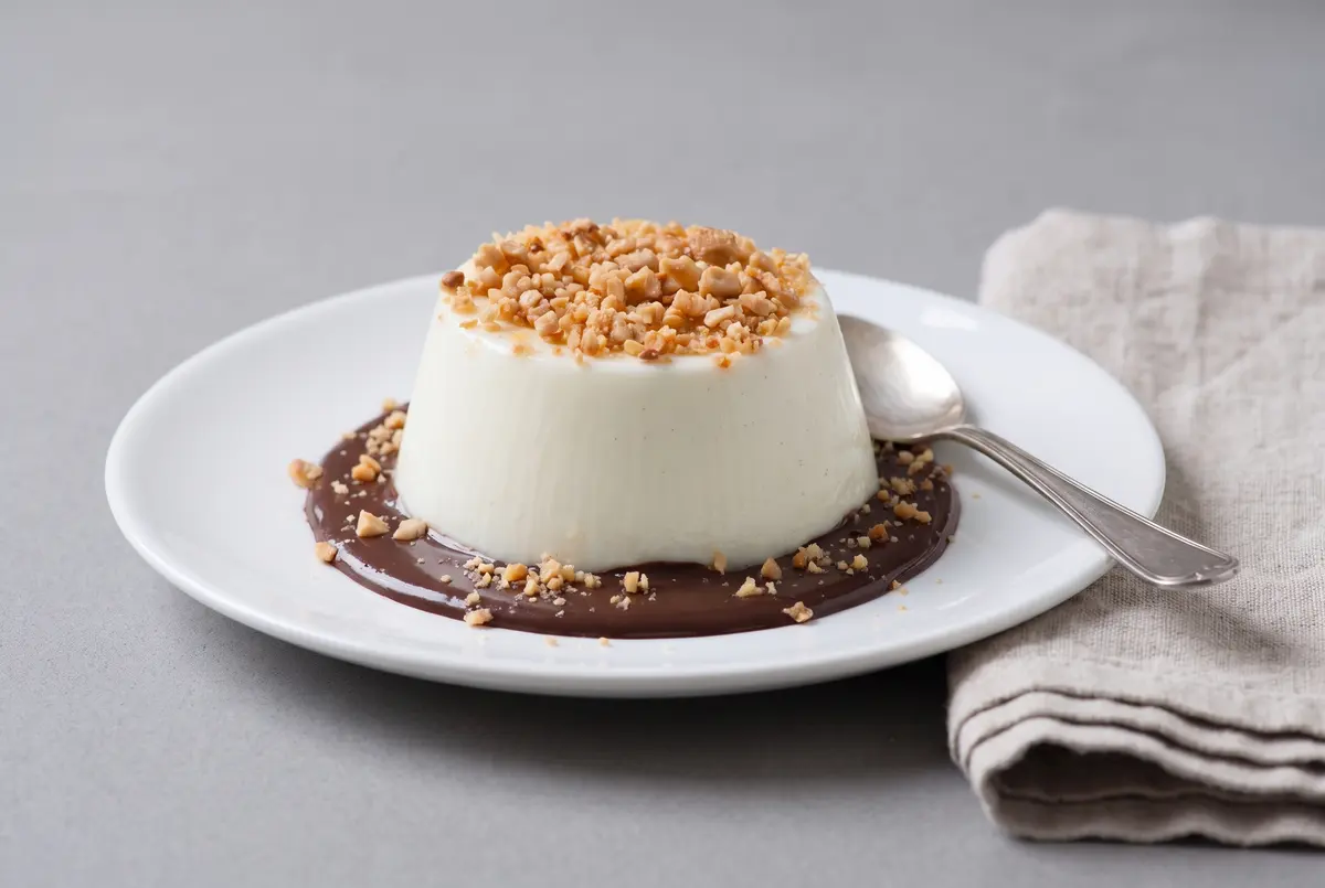 Chocolate cardamom panna cotta unmolded