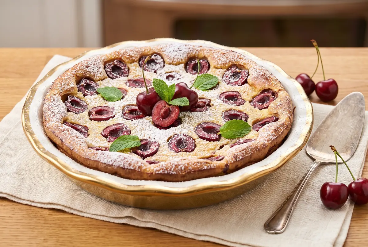 Chocolate Cherry Almond Clafoutis (Easy French Dessert)