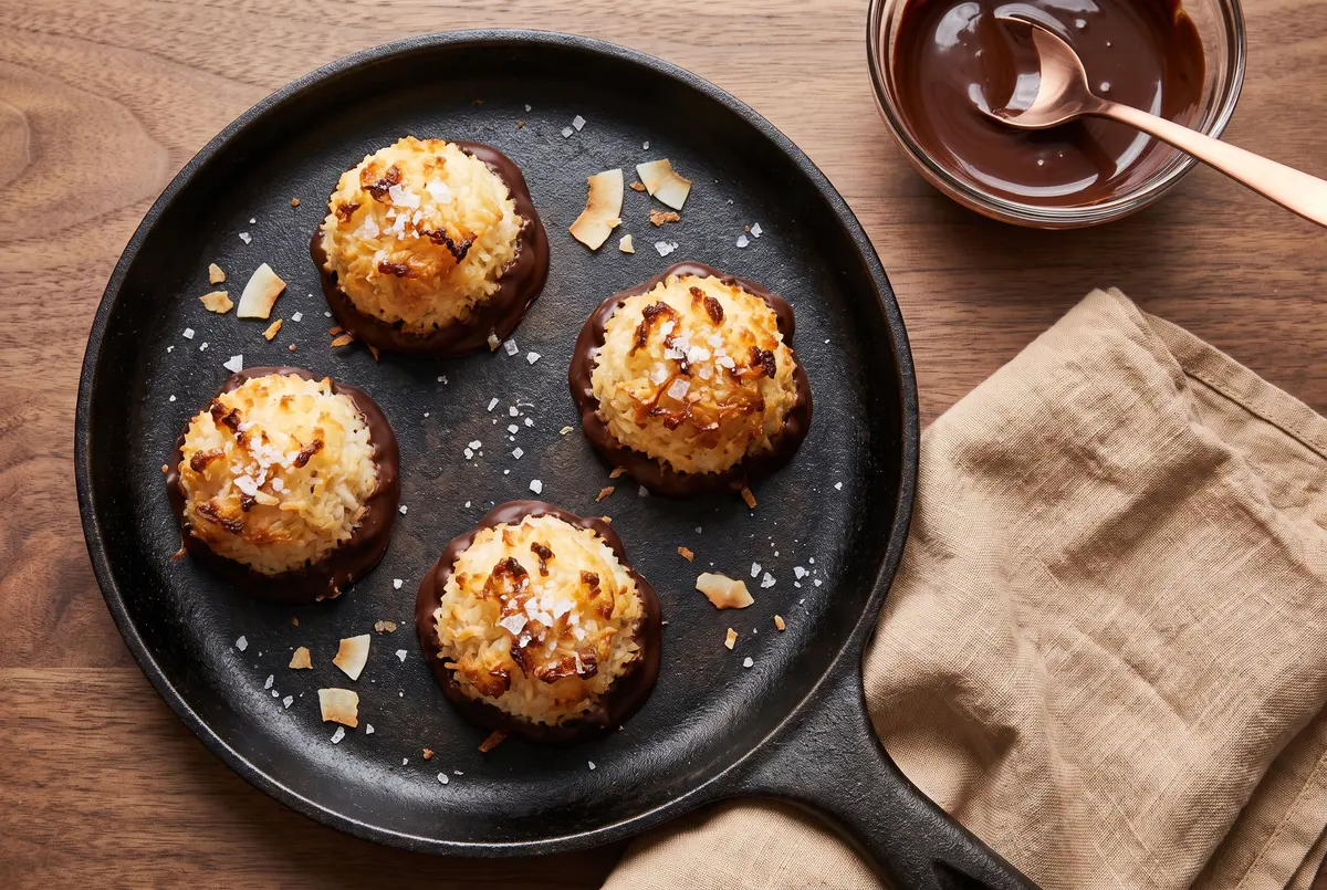 Easy Chocolate-Dipped Coconut Macaroons (5-Ingredient, Foolproof)