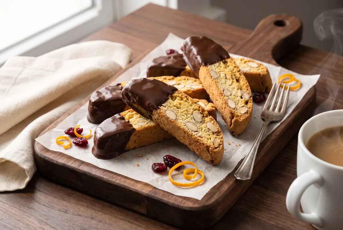Easy Chocolate Dipped Almond Biscotti (Crisp & Twice-Baked)