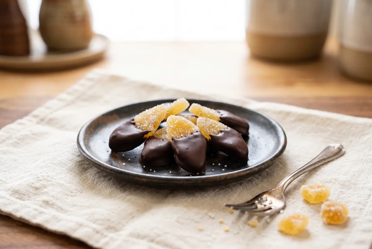 Easy Homemade Chocolate Dipped Crystallized Ginger (3-Ingredient)