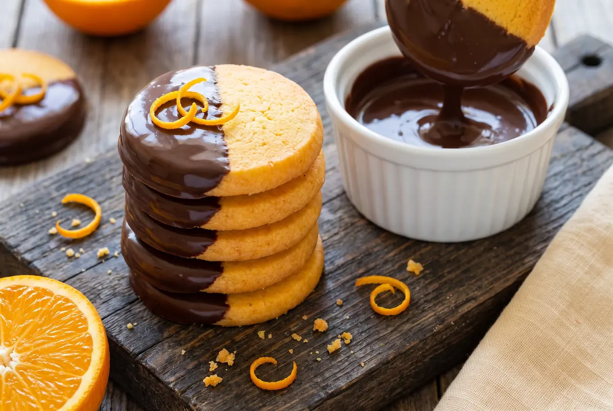 Chocolate-Dipped Orange Shortbread Cookies (Slice & Bake, Easy)