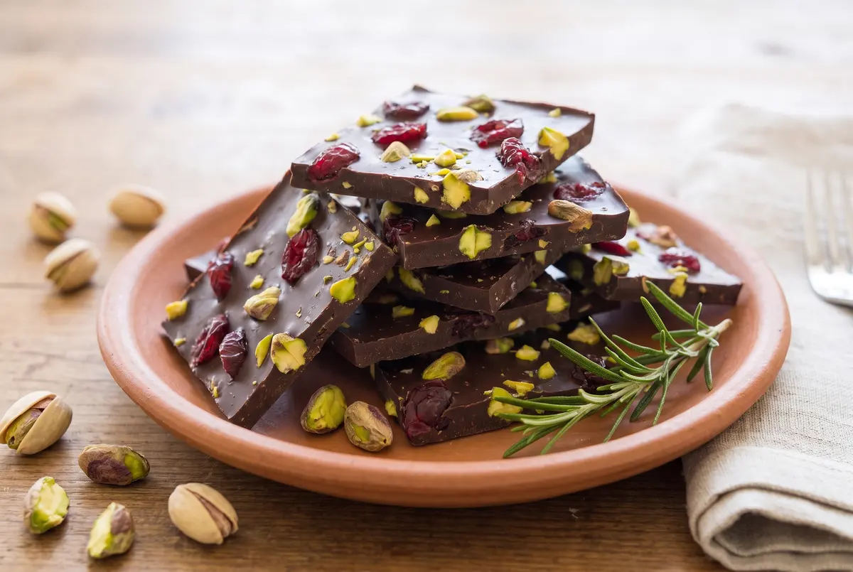Easy Homemade Chocolate Dipped Pistachio Cranberry Bark