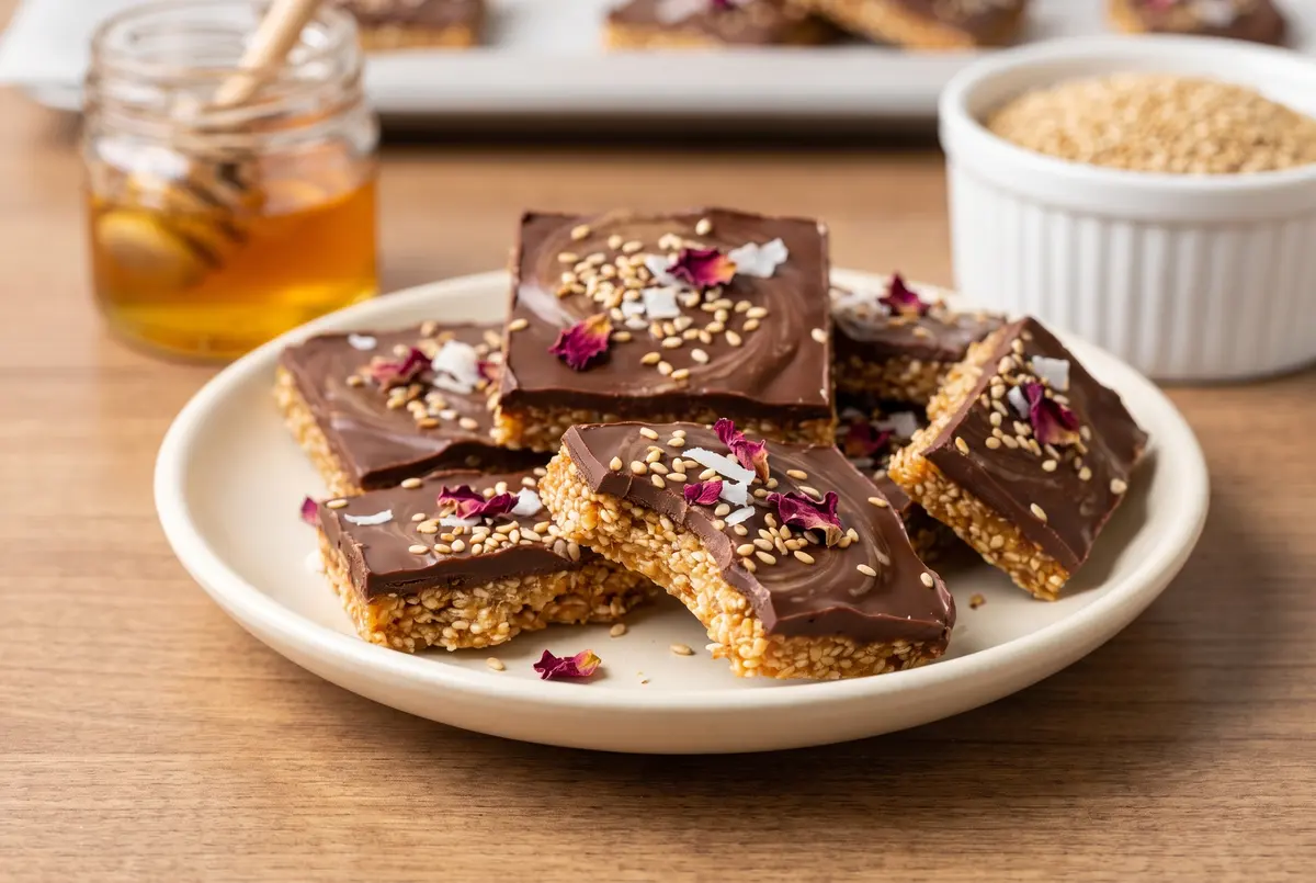 Chocolate Dipped Sesame Honey Candy (Easy 4-Ingredient Bark)