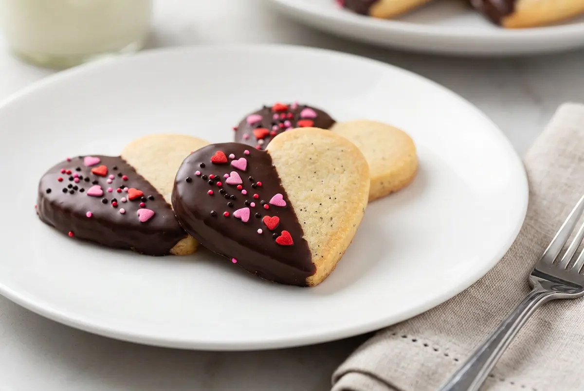 Buttery Vanilla Bean Shortbread Dipped in Dark Chocolate