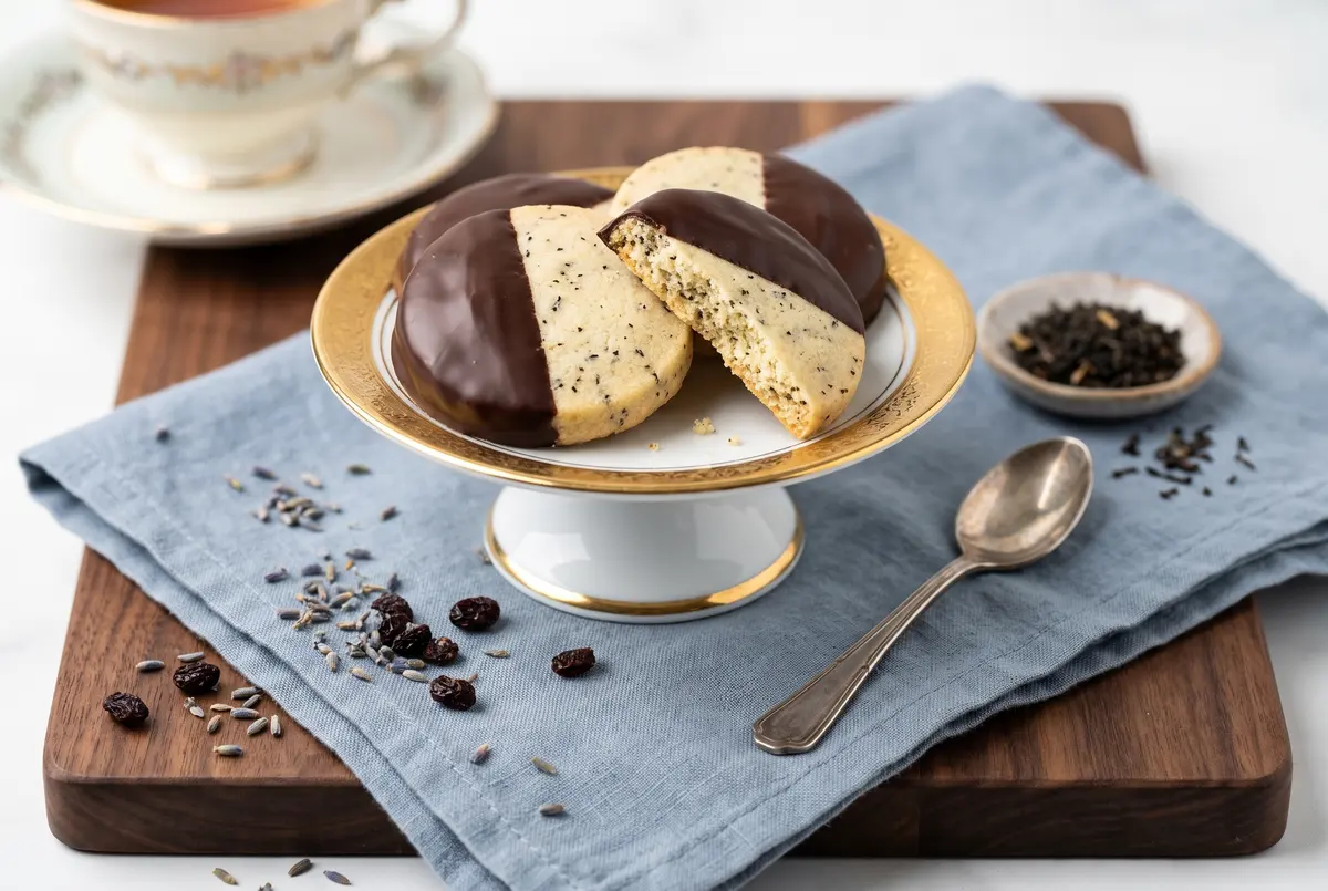 Buttery Chocolate-Dipped Earl Grey Shortbread Cookies