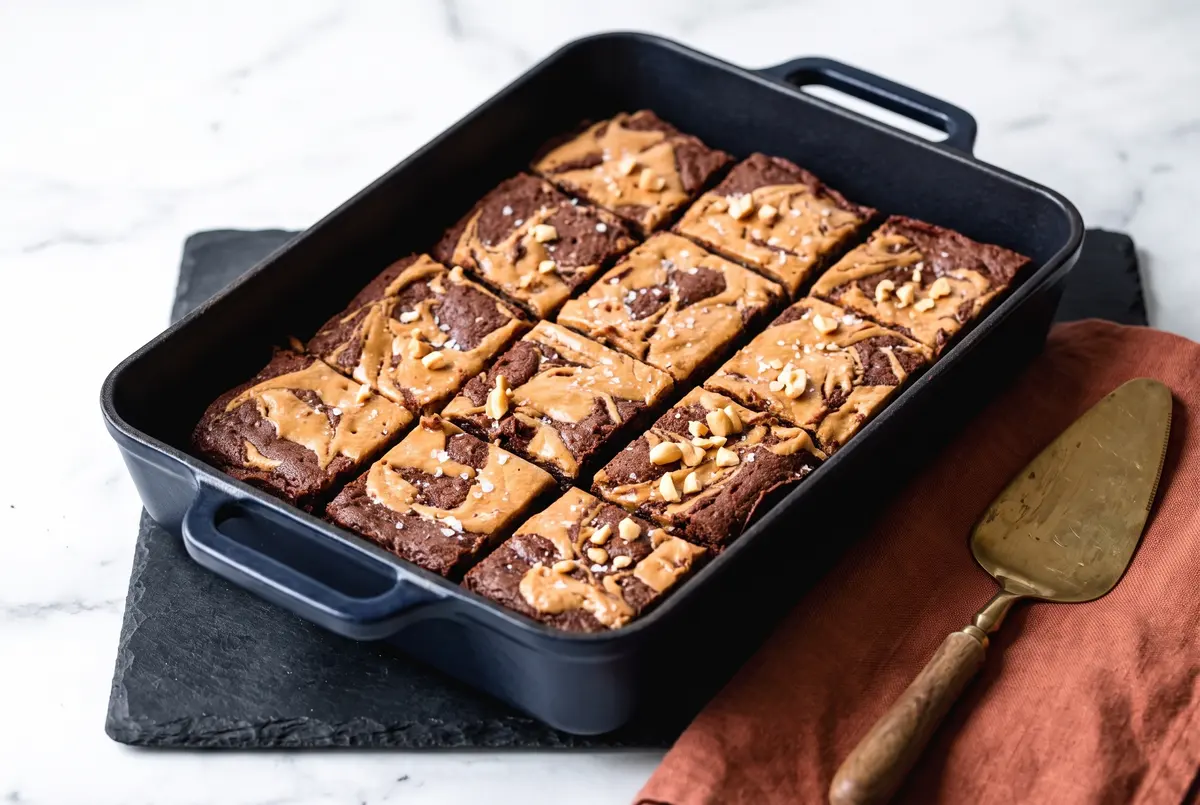 Fudgy Chocolate Peanut Butter Swirl Brownies (One-Bowl)