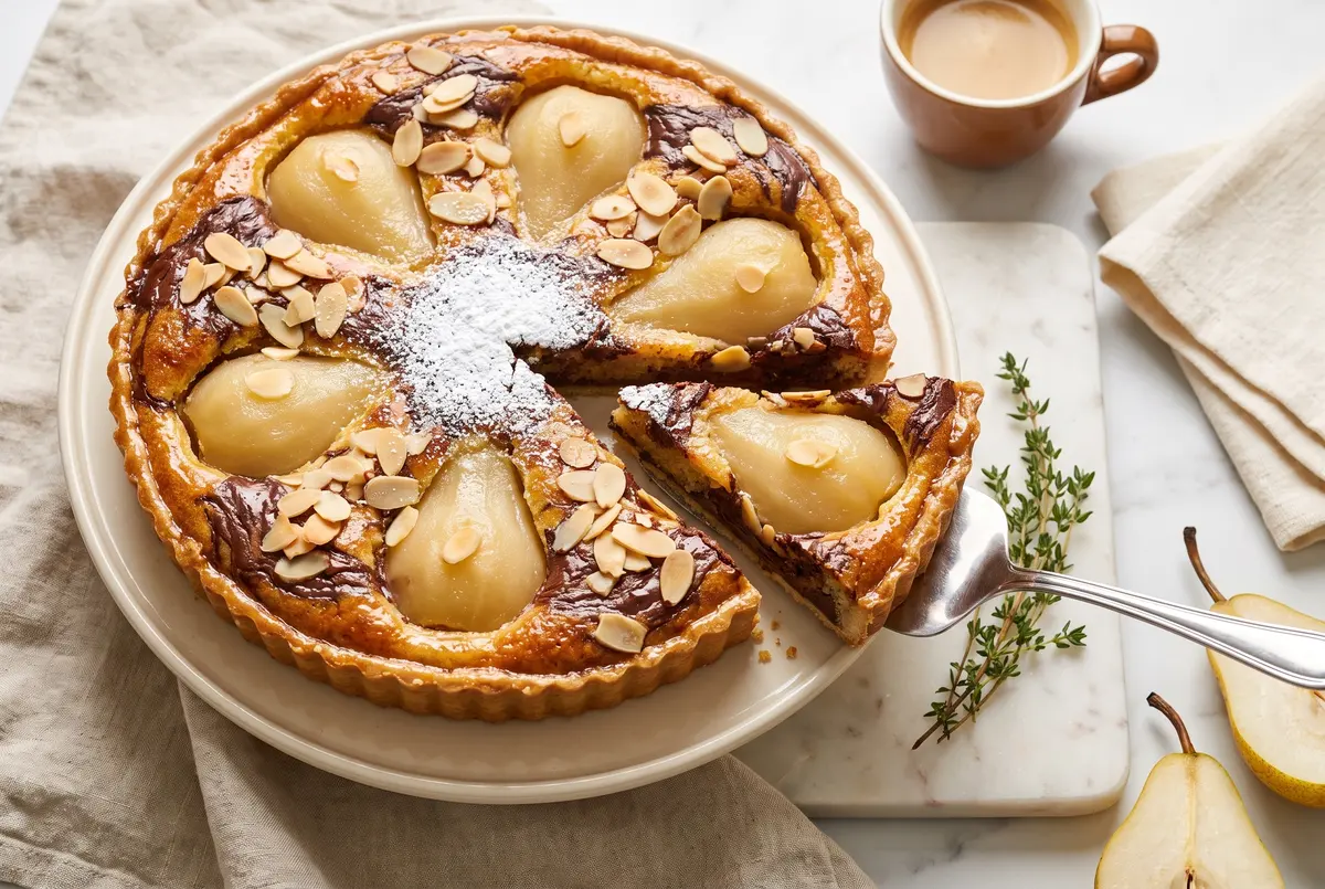 Easy Chocolate Pear Frangipane Tart (Puff Pastry)