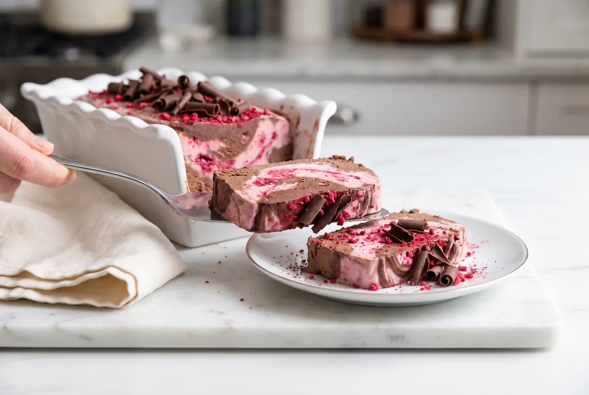 Fudgy Chocolate Raspberry Ripple Semifreddo (No-Churn Italian Classic)