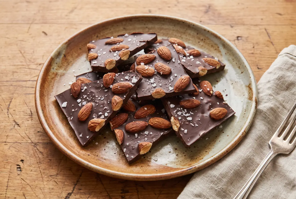 Salted Dark Chocolate Almond Bark (Easy 5-Ingredient Recipe)