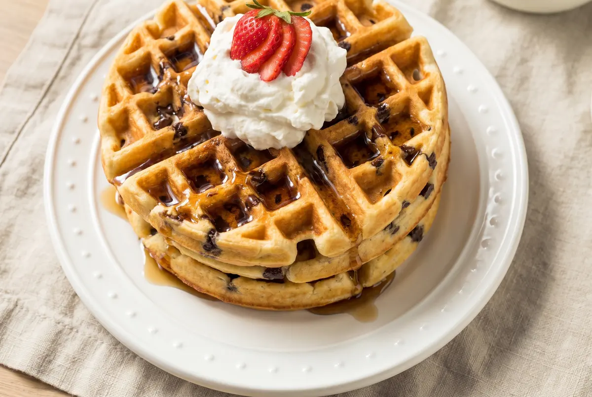 Fluffy Chocolate Chip Waffles (Crispy Outside, Tender Inside!)