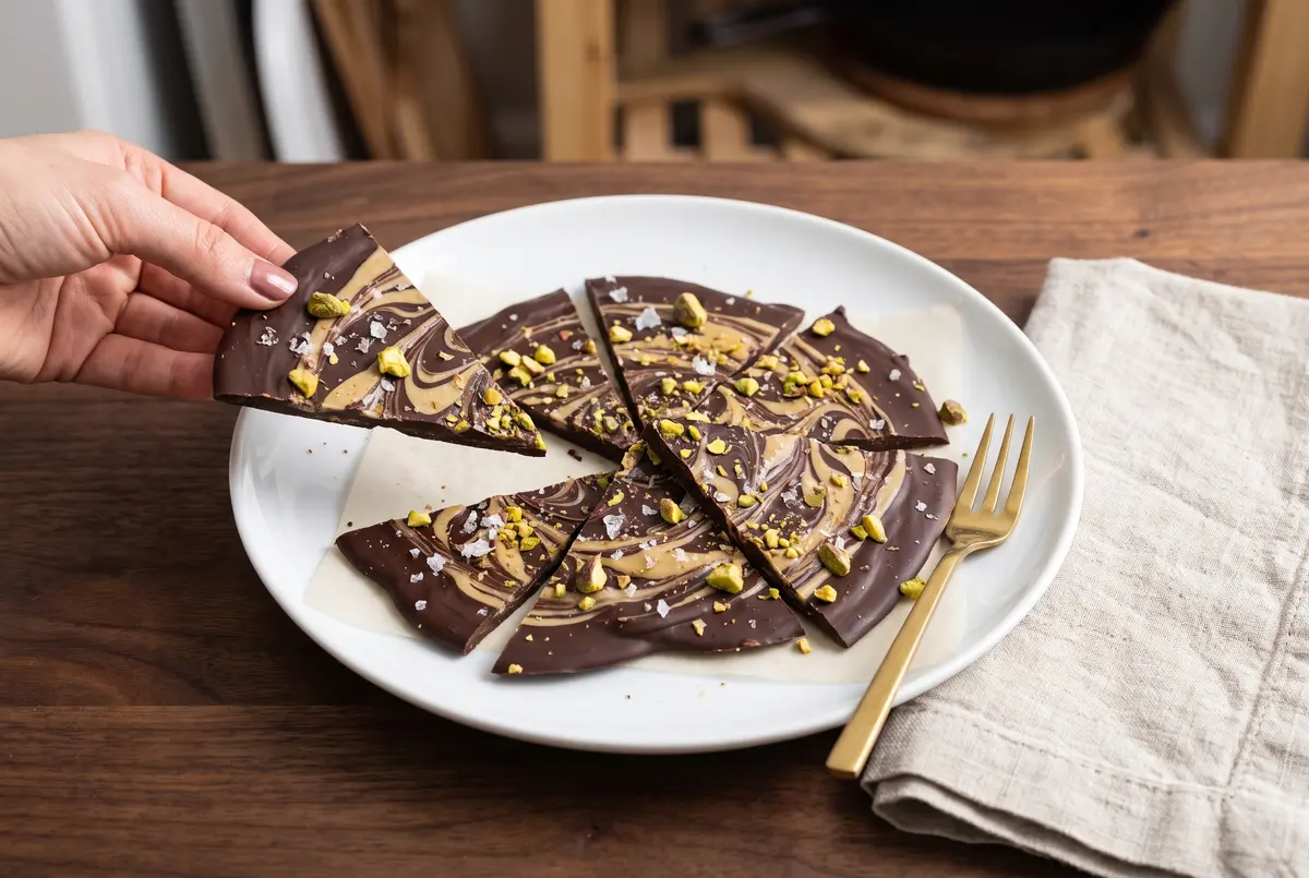 Easy Dark Chocolate Tahini Swirl Bark (with Aleppo & Sea Salt)