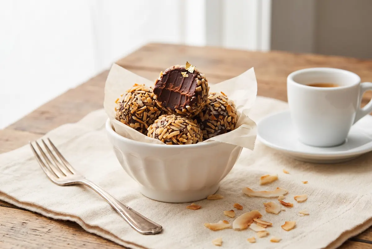 Homemade Chocolate Coconut Truffles (Toasted Coconut)