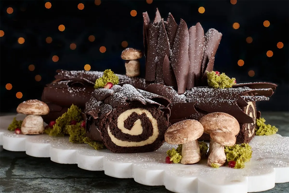 Chocolate Bûche de Noël with Cookie Butter Whipped Ganache Recipe