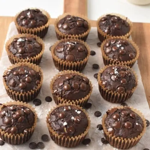 Chocolate Zucchini Muffins (5 Ingredients, No Eggs, No Dairy)