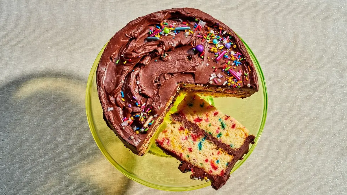 Confetti Cake With Chocolate Frosting