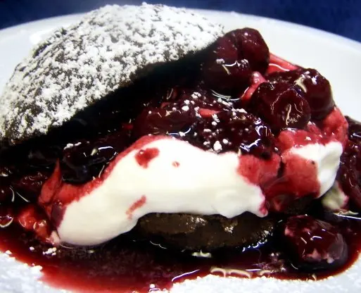 Chocolate Shortcakes With Sour Cherry Topping recipe