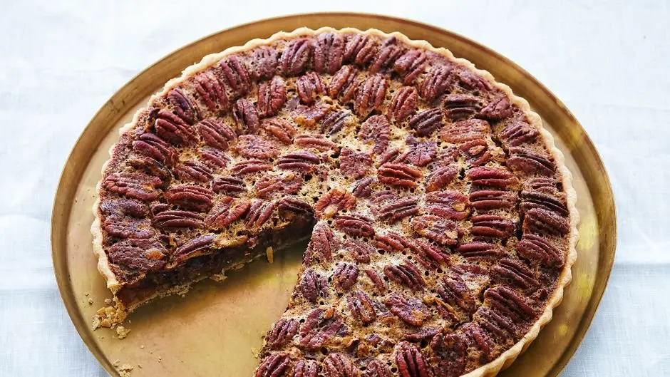 Pecan and Chocolate Tart with Bourbon Whipped Crème Fraîche Recipe