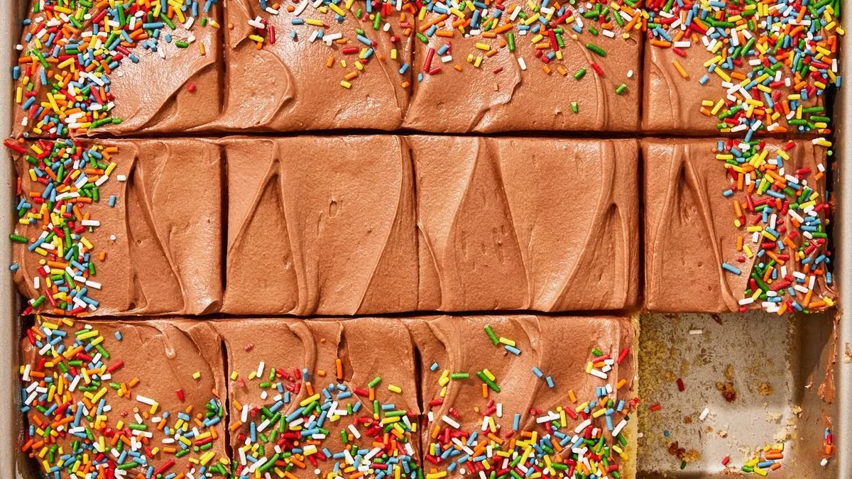 Easy Sheet Cake With Chocolate-Cream Cheese Frosting Recipe