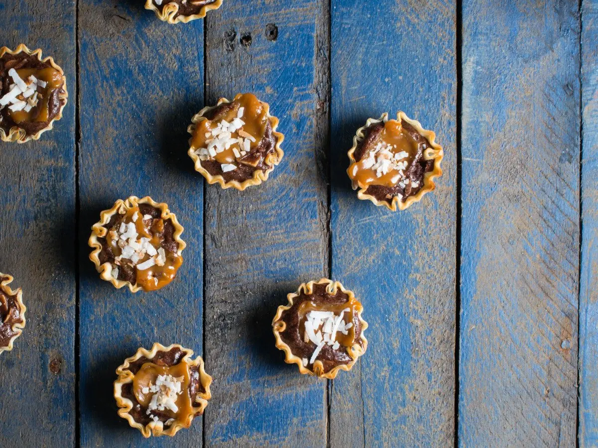Chocolate Caramel Coconut Tarts