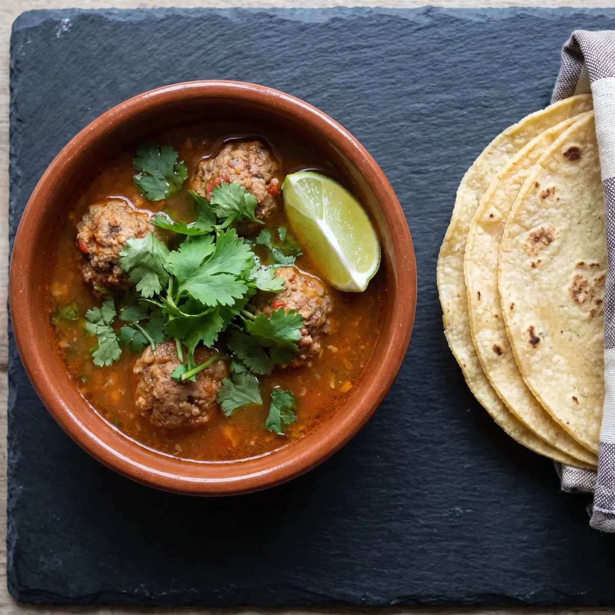 A close-up detail of Albondigas Soup (Mexican Meatball)